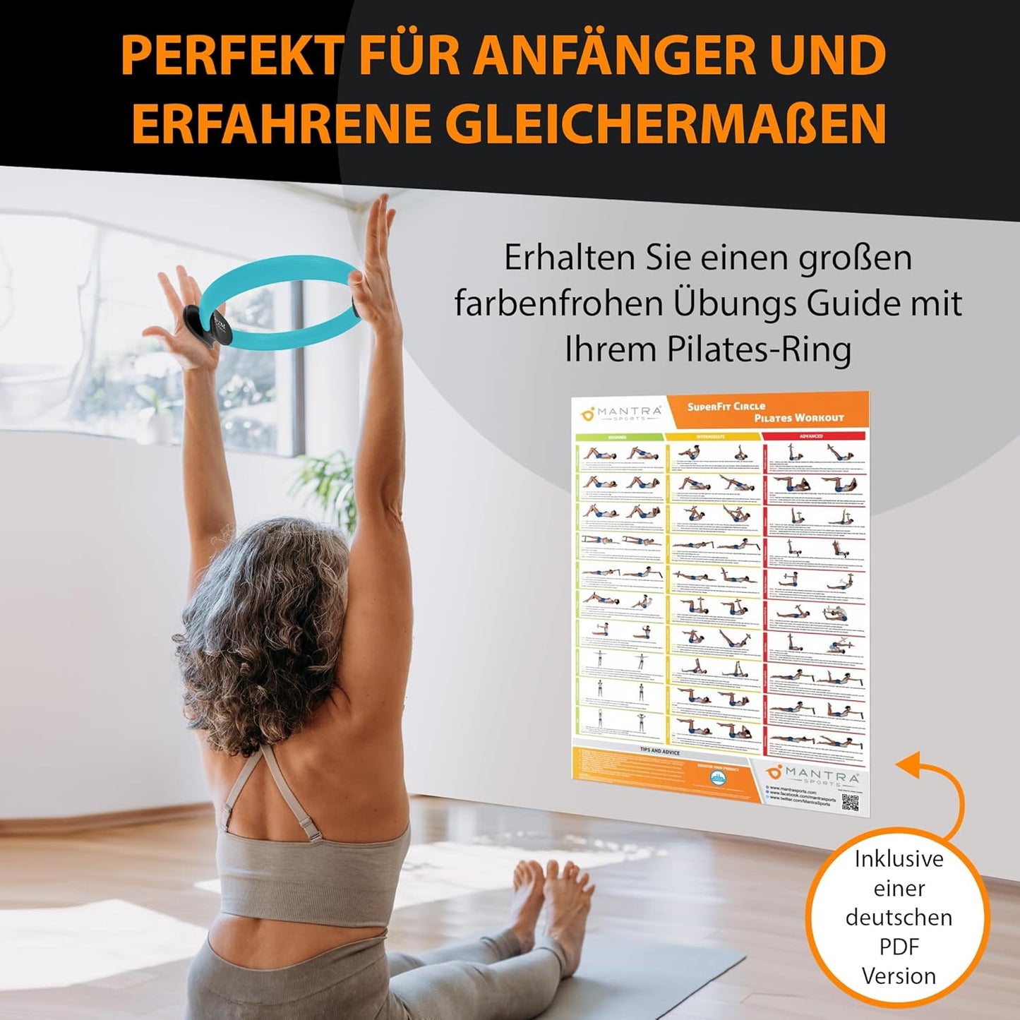 MANTRA SPORTS Pilates Ring Fit Fitness Ring Beckenbodentrainer Für Frau & Männer, Beckenboden Trainingsgerät Für Zuhause, Beinpresse Hüfttrainer Beintrainer Oberschenkeltrainer Sportgeräte Zuhause