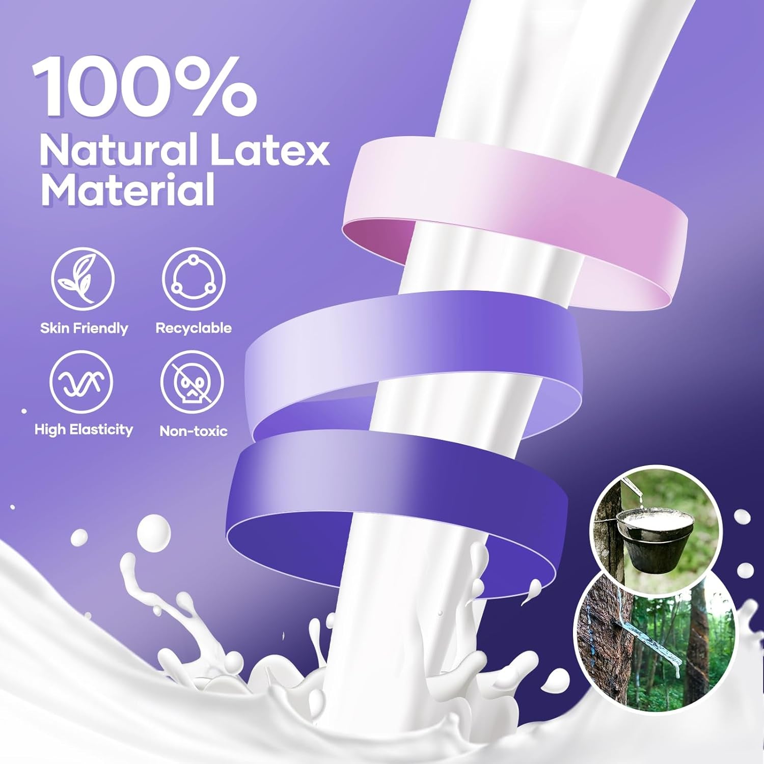 Fokky Fitnessbänder [5Er Set], 100% Naturlatex Resistance Bands Widerstandsbänder Mit Übungsanleitung Auf Deutsch & Tragebeutel, Gymnastikband Fitnessband Für Muskelaufbau Pilates Yoga