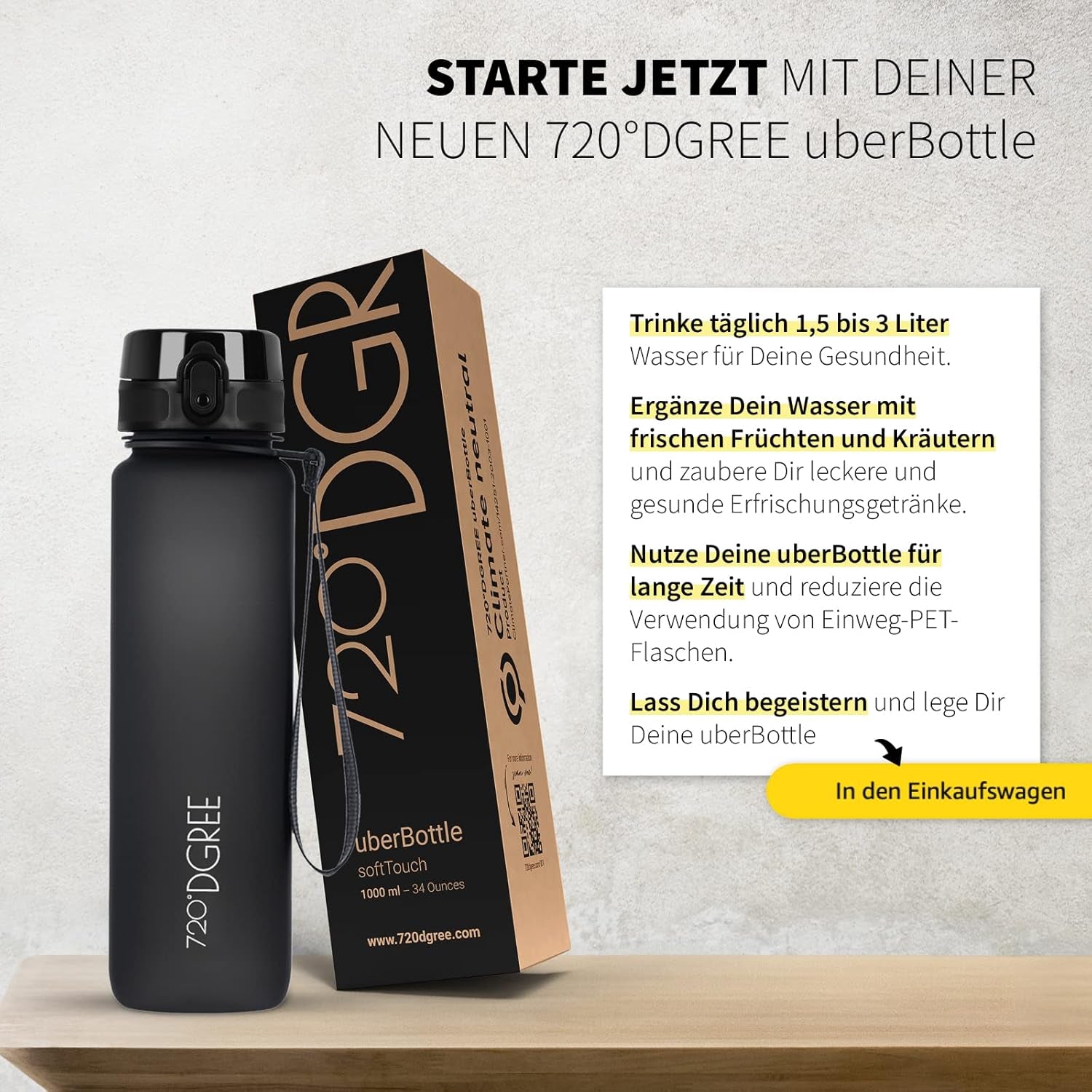 720°DGREE Trinkflasche “Uberbottle“ +Sieb - 350Ml, 500Ml, 650Ml, 1000Ml, 1,5L, 2L - Bpa-Frei - Wasserflasche Für Sport, Schule, Kinder, Fitness, Gym, Fahrrad, Outdoor - Leichte Tritan Sportflasche