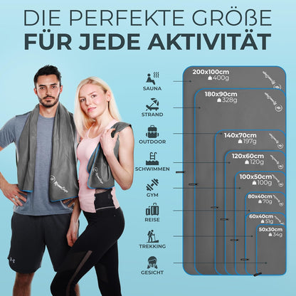 Nirvanashape Mikrofaser Handtuch - Reisehandtuch, Badetuch Für Urlauber in Vielen Farben - Kompakte, Schnelltrocknende Microfaser Handtücher Als Strandtuch, Sporthandtuch - Für Reisen, Camping, Sport