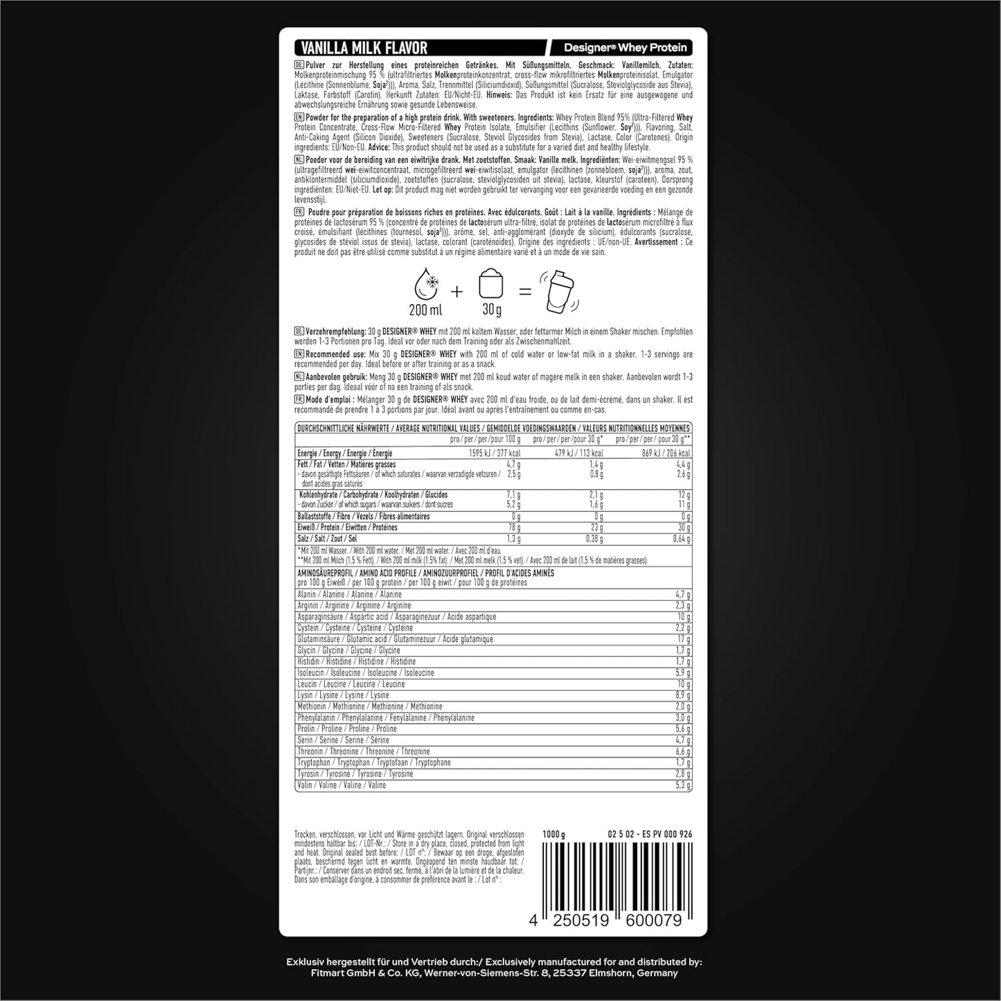 ESN Designer Whey Protein Pulver, Vanilla, 1 Kg, Bis Zu 23 G Protein Pro Portion, Ideal Zum Muskelaufbau Und -Erhalt - Made in Germany