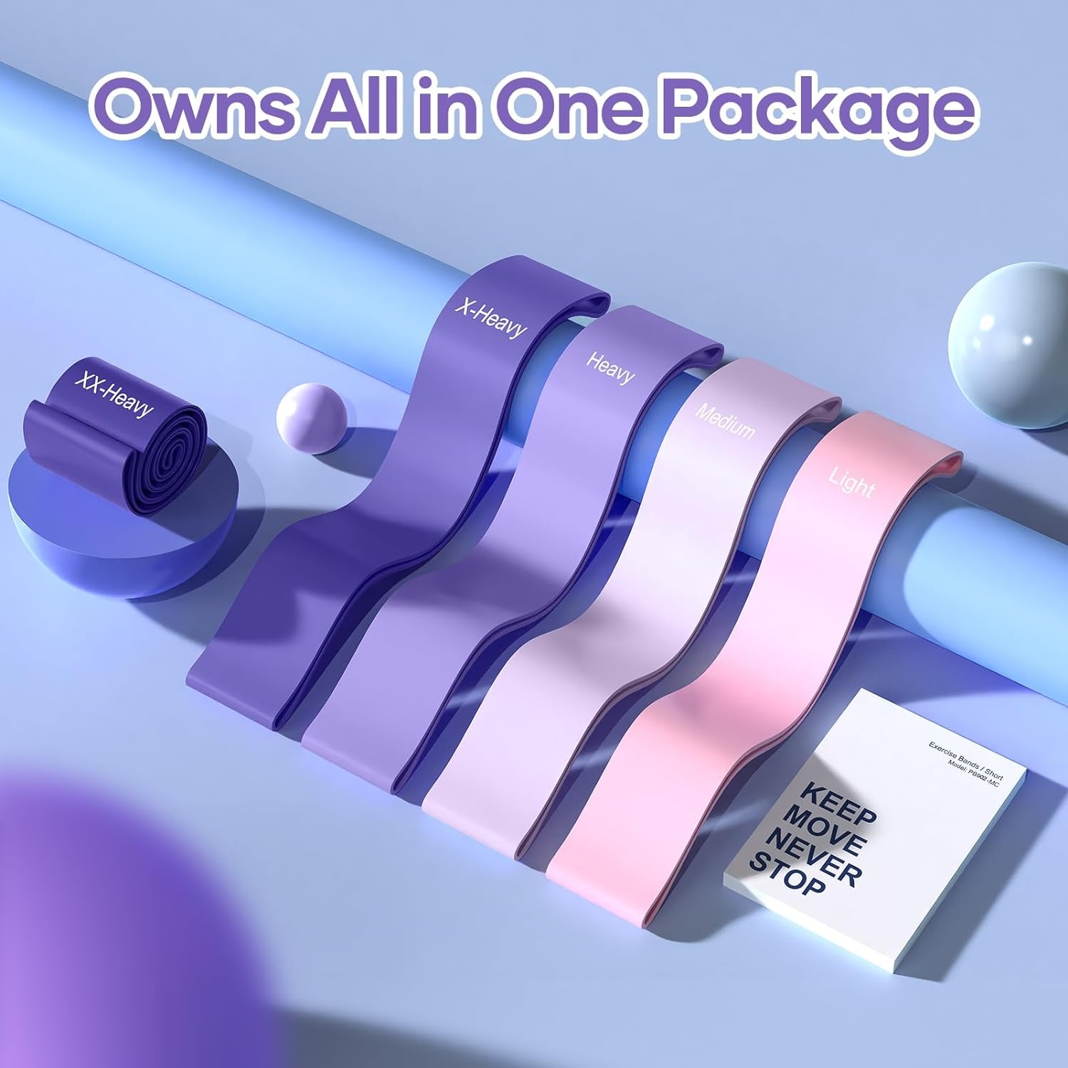 Fokky Fitnessbänder [5Er Set], 100% Naturlatex Resistance Bands Widerstandsbänder Mit Übungsanleitung Auf Deutsch & Tragebeutel, Gymnastikband Fitnessband Für Muskelaufbau Pilates Yoga