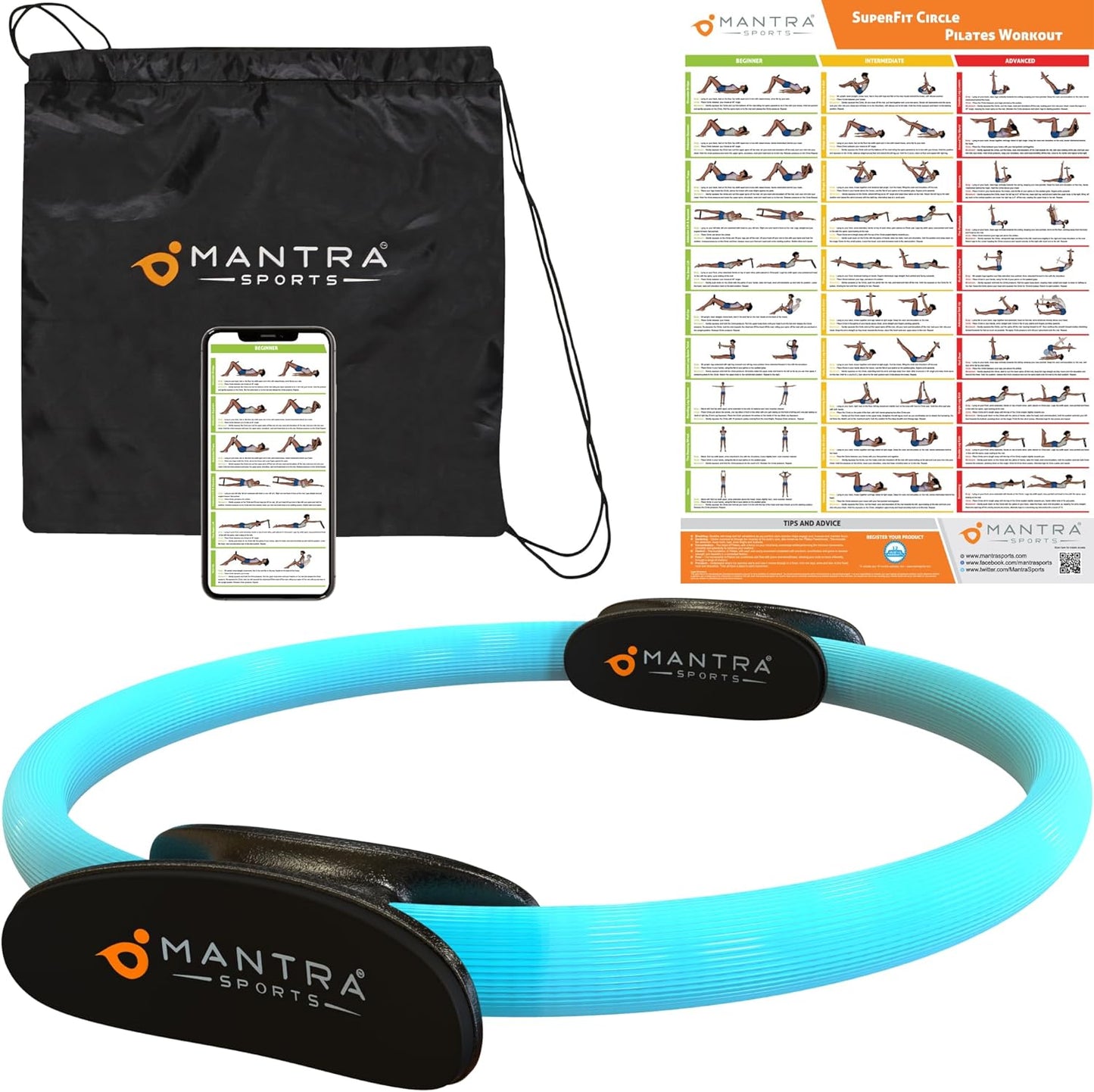 MANTRA SPORTS Pilates Ring Fit Fitness Ring Beckenbodentrainer Für Frau & Männer, Beckenboden Trainingsgerät Für Zuhause, Beinpresse Hüfttrainer Beintrainer Oberschenkeltrainer Sportgeräte Zuhause