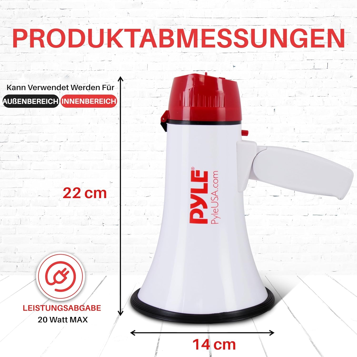 Pyle Megaphon Mit Sirene, Signalhorn – Siren Megaphone – Mini Megafon Kinder & Erwachsene 20W, Faltbare Megaphone Mit Sirene & Mikrofon, Lautstärke Einstellbar & Batteriebetrieben Reichweite: 550M